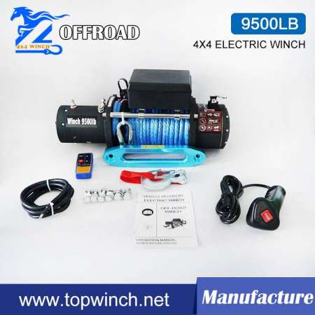 4X4 12V/24V DC Electric Winch Synthetic Rope Winch (9500lb)